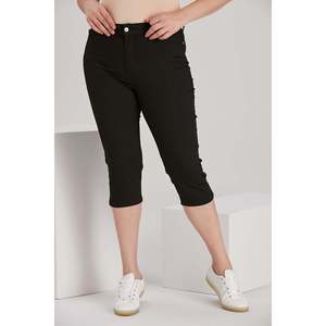 RMG <b>Plus</b> <b>Size</b> <b>Black</b> Cotton Capri Pants for Women, Comfortable Cropped <b>Trousers</b>, Casual Summer Wear, Elastic Waist, Breathable - Product Image 1