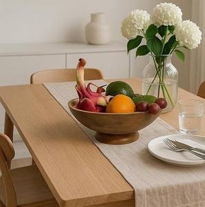 Cuenco grande de madera de mango natural, soporte de pedestal decorativo, cuenco de encimera de cocina, mesa de comedor, soporte de decoración de frutas - Product Image 3