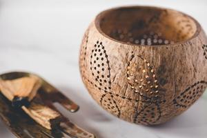 Portavelas Ecológico de Cáscara de Coco Tallada, Portavelas de Té Natural Hecho a Mano, Rústico para Decoración del Hogar e Iluminación - Product Image 6