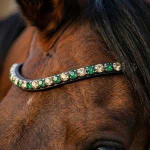 Bride anglaise élégante, frontalier en cuir noir de qualité supérieure, cristaux argentés, couleur et taille personnalisables, qualité certifiée A+ - Product Image 2