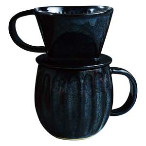 Juego de cafetera de cerámica azul marino oscuro para verter café - Product Image 2