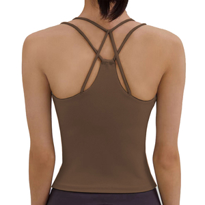 Back Cross Strap Mujeres Tank Top Sexy Sports Bra Style Workout Yoga Gym Fitness Chaleco Sin mangas Crop Activewear Shirt - Product Image 1