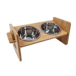 Fournitures pour animaux de compagnie réglable bambou bois surélevé chat chien bol de nourriture pour animaux de compagnie support mangeoires pour animaux de compagnie bols pour chiens surélevés support d'alimentation surélevé - Product Image 3