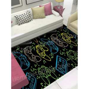 Tapis imprimé dynamique, tapis pour salle de jeux, tapis d'intérieur moderne, facile à nettoyer, tapis en chenille - Product Image 3