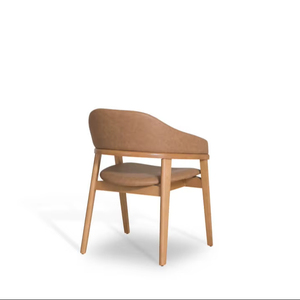 Chaise de salle à manger nordique moderne en bois massif avec coussin doux en cuir et lin pour restaurant villa école ou meubles d'hôtel - Product Image 2