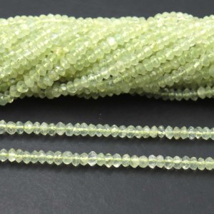 Perles de pierres précieuses en préhnite naturelle à facettes en forme de rondelle, vertes, en vrac, pour la fabrication de bijoux à la mode, collier, 4,4,5 mm - Product Image 1
