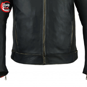 2025 nouveauté hommes haute qualité en cuir PU veste Design de Style de rue avec col montant pour moto Style toile tissu - Product Image 3