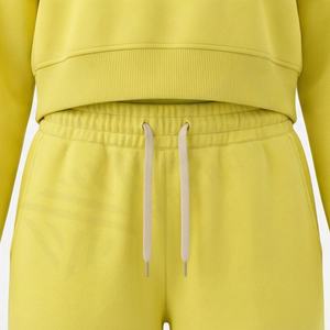 ชุดเซ็ทสองชิ้น เสื้อครอปมีฮู้ดสไตล์วินเทจลำลองสำหรับผู้หญิง ฤดูหนาว ผ้าฝ้าย 100% ดีไซน์ปรับแต่งได้ เหมาะสำหรับออกกำลังกาย ฟิตเนส - Product Image 5