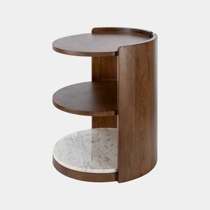 Modern <b>Round</b> Accent Wooden Faux Marble White <b>Gold</b> Coffee <b>Table</b> with Storage Space for Living Room and Bedroom - Product Image 1