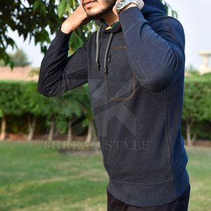 Sudaderas con capucha de algodón personalizadas atléticas a la moda para hombre, sudadera deportiva, jersey de lana de Color sólido, Sudadera con capucha para hombre - Product Image 5
