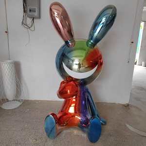 Esculturas de arte, decoración interior de Metal moderna, escultura de conejo de acero inoxidable de color, gran oferta - Product Image 1