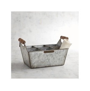 กระถางปลูกต้นไม้ที่น่าสนใจพร้อมที่จับเชือกในเหล็กชุบสังกะสีทำให้แจกันดอกไม้ชาวไร่สำหรับบ้านและสวน - Product Image 4