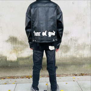 LINCLOT Veste en cuir véritable vintage de luxe pour hommes avec broderie, col montant, design de rue pour la moto en hiver - Product Image 3