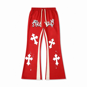 3D Puff Print Wholesale Flare Joggers <b>Trouser</b> <b>for</b> <b>Men</b> Custom Loose Oem Service <b>Men</b> Flared <b>Trouser</b> - Product Image 1