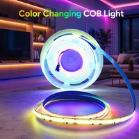 Tira de Luces LED RGB RGBIC RGBCW COB, 160-784 LEDs/m, Cinta Flexible, Control Inteligente DC 12V/24V para Iluminación Interior