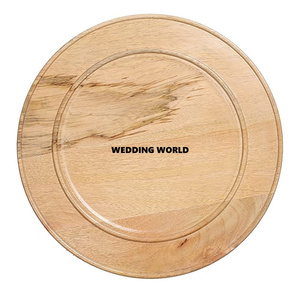 Assiette En Bois Forme Simple Et Ronde Fantaisie Designer À La Main Articles De Mariage Table Top Vente Chaude En Gros Assiette En Bois - Product Image 1