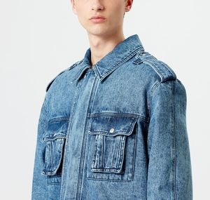 Chaqueta Cargo de Mezclilla Unisex para Invierno, 100% Algodón, Estilo Casual Holgado, Manga Larga, Bolsillos Utilitarios, Abrigo de Moda - Product Image 5