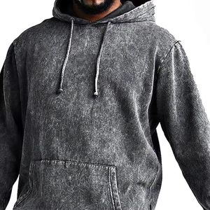 ชุดเซ็ตเสื้อฮู้ดดี้และกางเกงขายาวผ้าฝ้าย 100% ระบายอากาศได้ดี ซักแบบ Acid Wash สำหรับฤดูหนาว  งานปักสไตล์สตรีทแวร์สำหรับผู้ชาย - Product Image 2