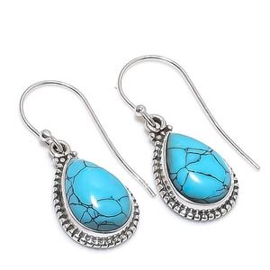 Classical <b>Earrings</b> Jewelry For Women Silver Boho Style Jewelry 925 Sterling Silver Turquoise Gemstone <b>Handmade</b> <b>Earrings</b> Gift For - Product Image 1