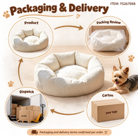 Coussin rond pour chien Yangyangpet en peluche texturée crème avec côtés rembourrés