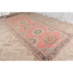 0.4x10.7 ft Turkish <b>Runner</b> Rug, <b>Red</b> Green Vintage Moroccan Wool Rug - Product Image 3