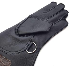 Gants en cuir de fauconnerie de vache fendue à gauche couleur marron et noir - Product Image 5