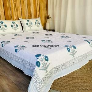 Wholesale Hand Block Printed Cotton <b>Bedspreads</b> Cotton Quilted Bedcover - Product Image 2