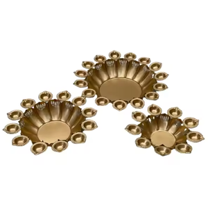 เชิงเทียนสำหรับตกแต่งทำด้วยมือทรงมนสำหรับงานแต่งงานเชิงเทียนโลหะทำจากแก้วสีทอง - Product Image 1