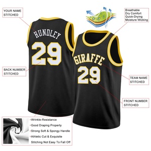 Camiseta de Baloncesto Sublimada Personalizada con Ribete Amarillo, Nombre y Número del Equipo, Unisex, Adulto, Malla Transpirable, Talla 6XL Disponible - Product Image 2