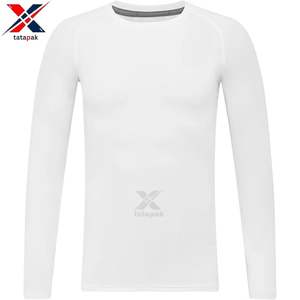 T-shirts pour hommes en polyester écologique de haute qualité, à séchage rapide, manches longues, formels, avec logo personnalisé brodé, tissu tricoté - Product Image 2
