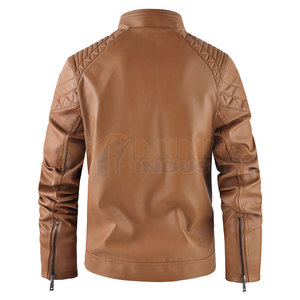 Wholesale Price High Quality Customizable Breathable <b>Mandarin</b> <b>Collar</b> Casual Leather <b>Jackets</b> Front Logo Winter 2025 for Men - Product Image 2