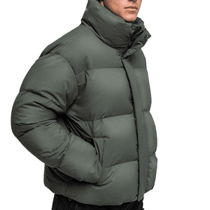 Haute qualité hommes printemps bulle veste coupe-vent bouffant capuche respirant col montant Logo personnalisé impression hiver mince à capuche - Product Image 4