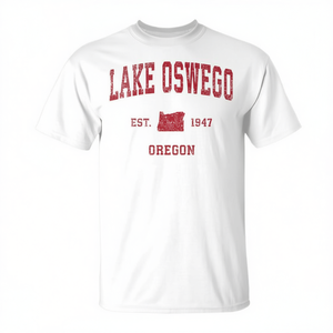 Lake Oswego Oregon Vintage Sports <b>Red</b> Print Premium T-Shirt Premium Promotional T-Shirt - Product Image 2