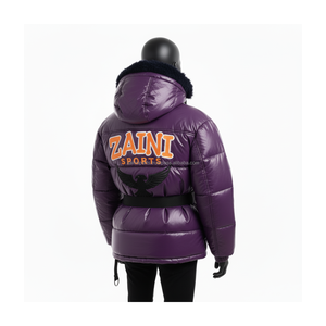 Chaqueta acolchada de nailon resistente al agua GSM 280 de alta calidad Diseño de panel de camuflaje púrpura con logotipo de puntada personalizado Chaqueta acolchada para hombre - Product Image 5
