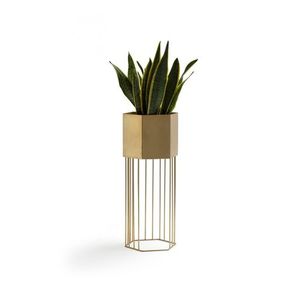 Jardinière en métal moderne et élégante finition chromée et design classique élégant écologique pour le salon, le jardin et la décoration de la maison - Product Image 4
