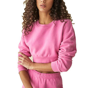 Conjunto Deportivo de Invierno para Mujer, Ecológico, 100% Algodón, OEM ODM, Talla y Logotipo Personalizables, 2 Piezas con Top Corto y Pantalones Largos - Product Image 4