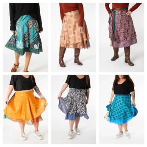 กระโปรงผ้าไหมส่าหรียาวทำด้วยมือเสื้อผ้าสตรีน้ำหนักเบา - Product Image 5