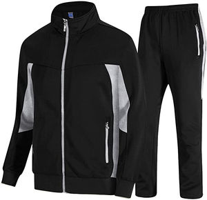 Cómodo Regular Fit Casual Solid Men Chándal Conjunto de dos piezas para Activewear Sports Fitness 100% Poliéster - Product Image 1