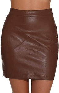 Falda Vintage de Cintura Alta de Cuero Genuino 100% Vacuno de Primera Calidad, Cómoda, para Mujer, Color Sólido, Transpirable, No Tejida - Product Image 4