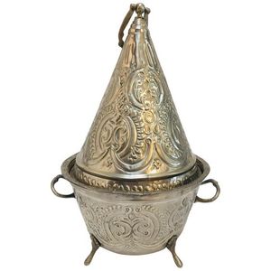 Quemador de Incienso Antiguo Estilo Pedestal 100% Latón Estilo Lujoso Difusor de Aromas Quemador de Aromas Artesanía de Metal Decoración del Hogar - Product Image 3