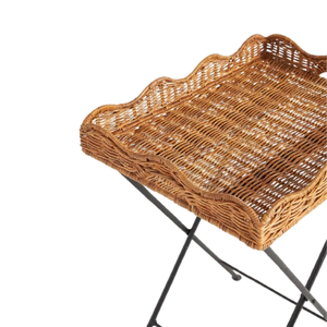 Bandejas de mimbre natural Handwicker con pata de acero inoxidable bandeja de servicio para bar restaurante Hotel al por mayor de la fábrica de Vietnam - Product Image 3