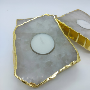 Premium Pierre Naturelle Agate Tranche Bougie Thé Lumière Titulaire Élégant De Luxe Article Décoratif pour La Maison De Noël Excellent - Product Image 6