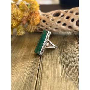 Handmade <b>Boho</b> Royston Turquoise & Sterling <b>Silver</b> <b>Ring</b> Navajo Made with Bezel Setting Size 8 for Everyday Wear IGI Certified - Product Image 4
