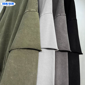 Durable 300 GSM Brodé Uni Teint Hoodies Élégant Unisexe Surdimensionné Coton Sweatshirts Confortable Chaud Casual Wear Factory - Product Image 3
