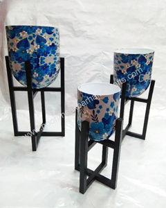 Macetas de Metal con estampado de esmalte multicolor de alta calidad para decoración de jardín y hogar, la mejor Fabricación, precio de venta completo más vendido - Product Image 3