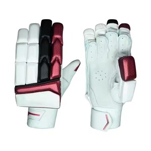 Guantes de cricket de cuero PU blancos de tamaño mediano de alta calidad Guantes de bateo de precio razonable con patrón liso para India - Product Image 1