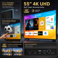 Téléviseur LED intelligent 4K professionnel pour hôtel et commerce, 55 pouces, écran en verre trempé, panneau CSOT de qualité A d'origine