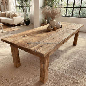 Mesa de Comedor Moderna Hecha a Mano de Madera Sólida, Muebles Ecológicos de Estilo Rústico, Juego Ensamblado para Decoración del Hogar - Product Image 1