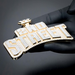 Lettre personnalisée pour hommes en argent sterling 925 glacé VVS Moissanite diamant LGD pendentif plaqué or bijoux Hip Hop pendentif à breloque style - Product Image 3