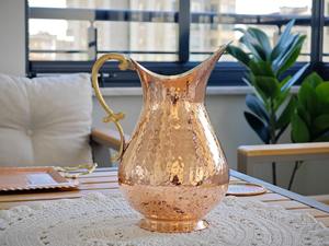 Pure Copper Eco-Friendly 1.0L <b>Water</b> Jug Pitcher Ayurvedic Drinking Vessel Handmade Copper Server <b>Home</b> Kitchen Daily Use Durable - Product Image 2